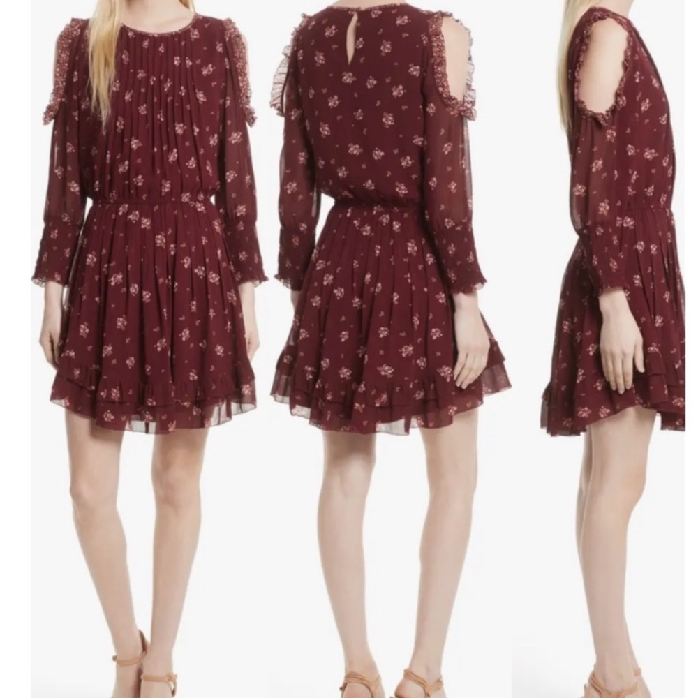 Joie Arleth Cold Shoulder Floral Silk Dress Small
